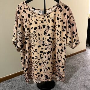 Leopard Print Women's Top - Beige and Black